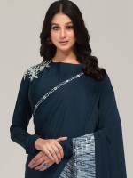 Navy Blue Crepe Saree